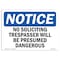 Signmission Safety Sign, OSHA Notice, 10" Height, No Soliciting Trespassers Will Sign, Portrait OS-NS-D-710-V-14840 - alternate 1